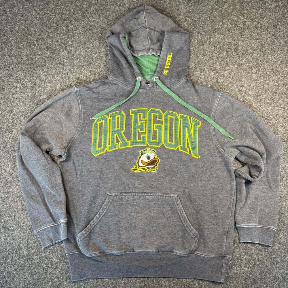 J. America University of Oregon Ducks Grey Pullover Hoodie Size M